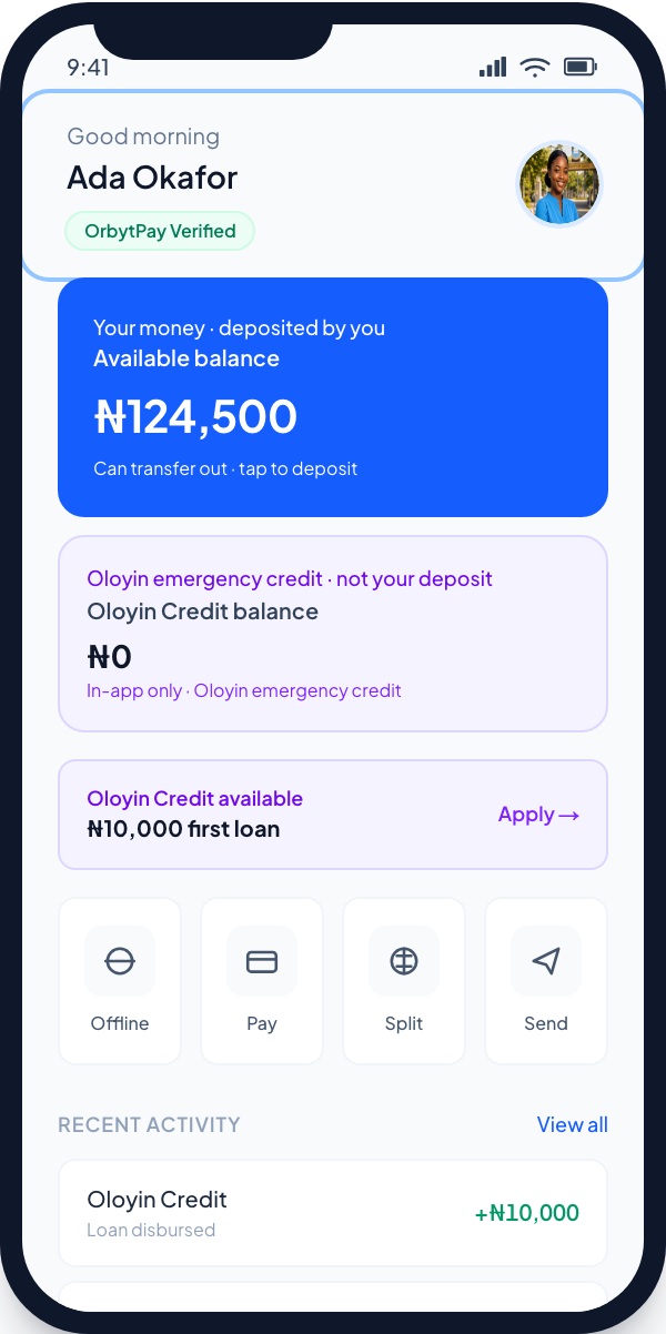 OrbytPay Sentriom Home Wallet — Live Screenshot — OrbytPay wallet screenshot, Sentriom home wallet, campus wallet Nigeria, OrbytPay live balance