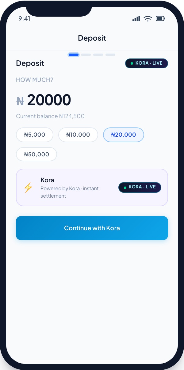 Kora Deposit on OrbytPay — Live Screenshot — Kora OrbytPay deposit, wallet top-up screenshot, Naira deposit